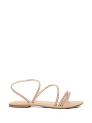Dune London Cream Lessia Strappy Embellished Flat Sandals - Image 2 of 6