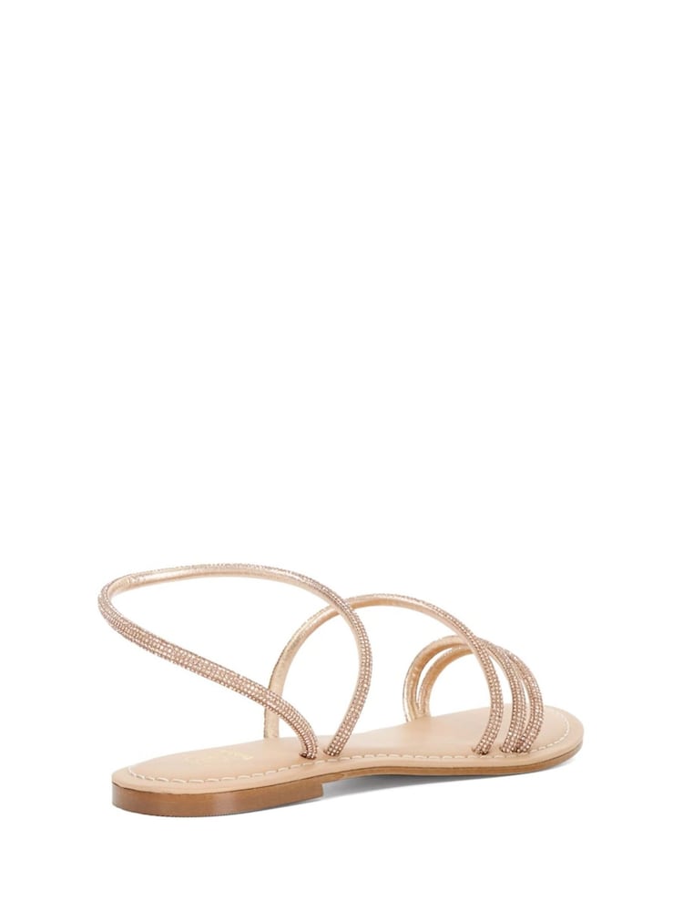 Dune London Cream Lessia Strappy Embellished Flat Sandals - Image 4 of 6