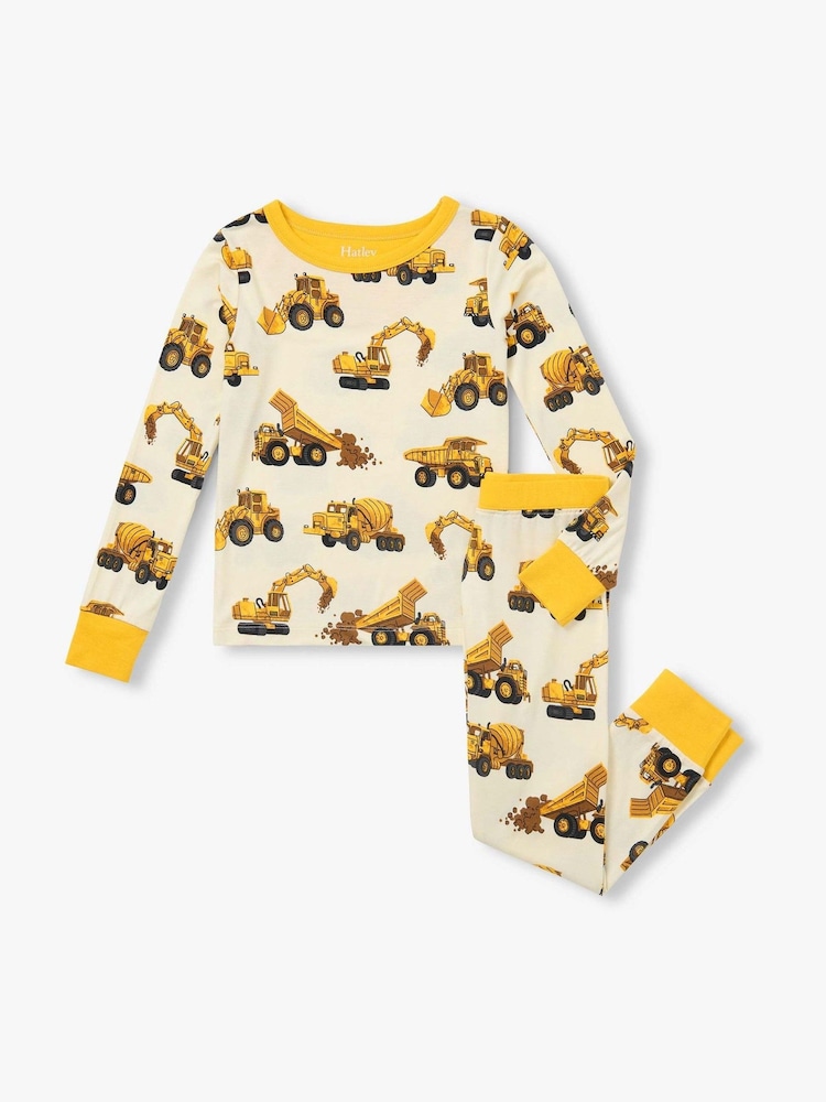 Hatley Natural Construction Trucks Pyjamas Set - Image 1 of 3