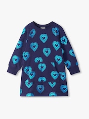 Hatley Blue Rainbow Hearts Sweatshirt Dress - Image 1 of 2