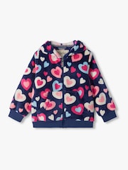 Hatley Blue Bunches of Hearts Fleece Zip-Up Hoodie - Image 1 of 3