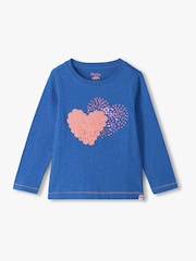 Hatley Blue Double Hearts Long Sleeve Graphic T-Shirt - Image 1 of 3