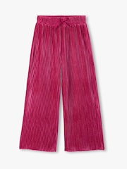 Hatley Pink Pleated Velour Relaxed Trousers - Image 1 of 3