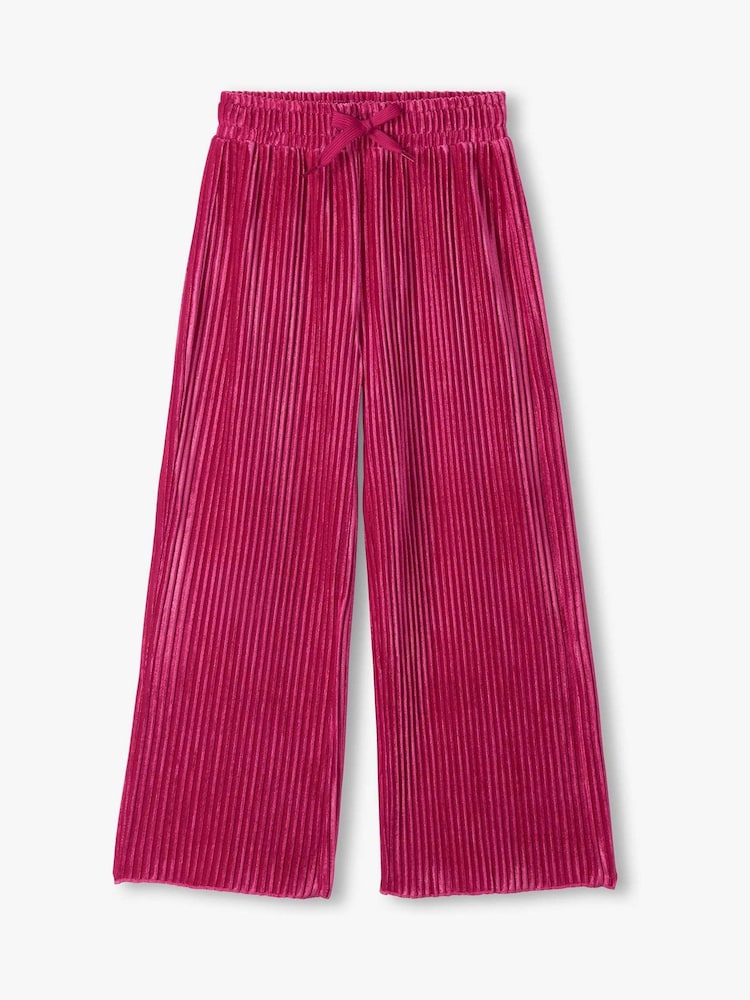 Hatley Pink Pleated Velour Relaxed Trousers - Image 1 of 3 Hatley Pink Pleated Velour Relaxed Trousers - Image 1 of 3