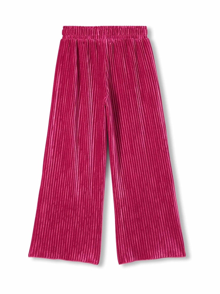 Hatley Pink Pleated Velour Relaxed Trousers - Image 2 of 3 Hatley Pink Pleated Velour Relaxed Trousers - Image 2 of 3