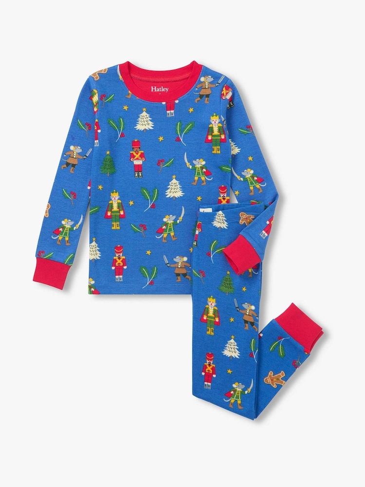 Hatley Blue Blue Nutcracker Cotton Rib Pyjamas Set - Image 2 of 4 Hatley Blue Blue Nutcracker Cotton Rib Pyjamas Set - Image 2 of 4