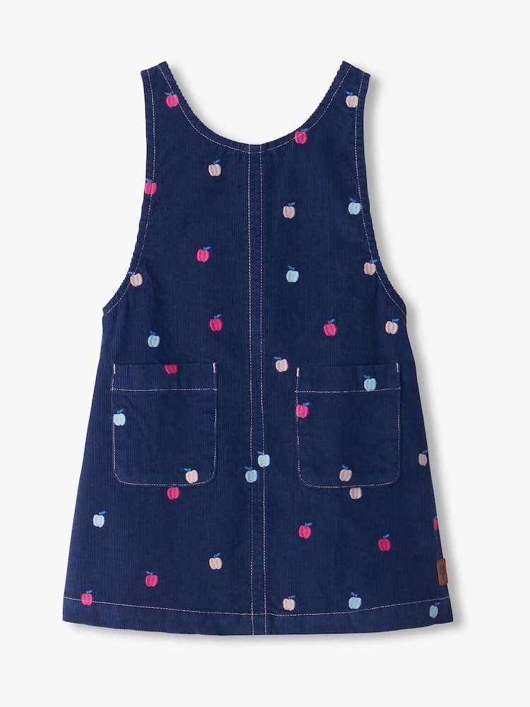 Hatley Blue Embroidered Apple Pinafore Dress - Image 2 of 4 Hatley Blue Embroidered Apple Pinafore Dress - Image 2 of 4