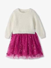 Hatley Natural Starburst Sequins Fuzzy Mixed Dress - Image 1 of 3