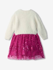 Hatley Natural Starburst Sequins Fuzzy Mixed Dress - Image 2 of 3