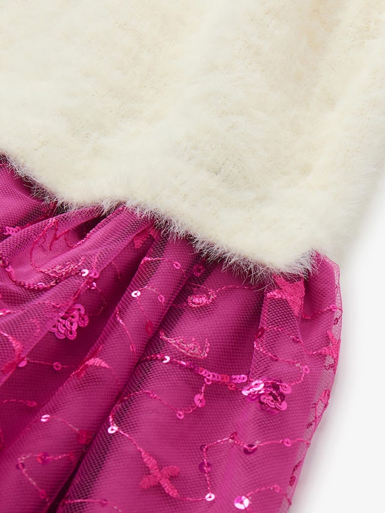 Hatley Natural Starburst Sequins Fuzzy Mixed Dress - Image 3 of 3 Hatley Natural Starburst Sequins Fuzzy Mixed Dress - Image 3 of 3