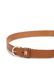 Tommy Hilfiger Brown Essential Monogram Leather Belt - Image 3 of 4