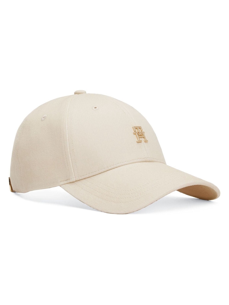 Tommy Hilfiger Cream Monogram Twill Baseball Cap - Image 2 of 4 Tommy Hilfiger Cream Monogram Twill Baseball Cap - Image 2 of 4