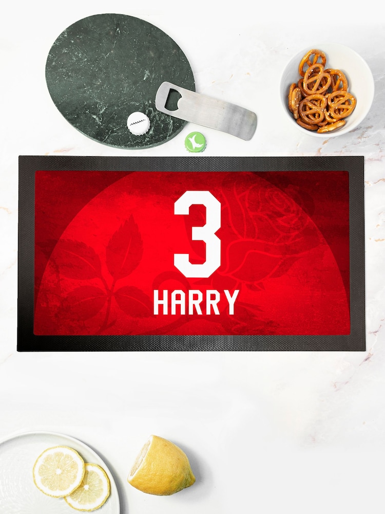 Personalised England Rubber Bar Mat by Treat Republic - Image 1 of 3 Personalised England Rubber Bar Mat by Treat Republic - Image 1 of 3