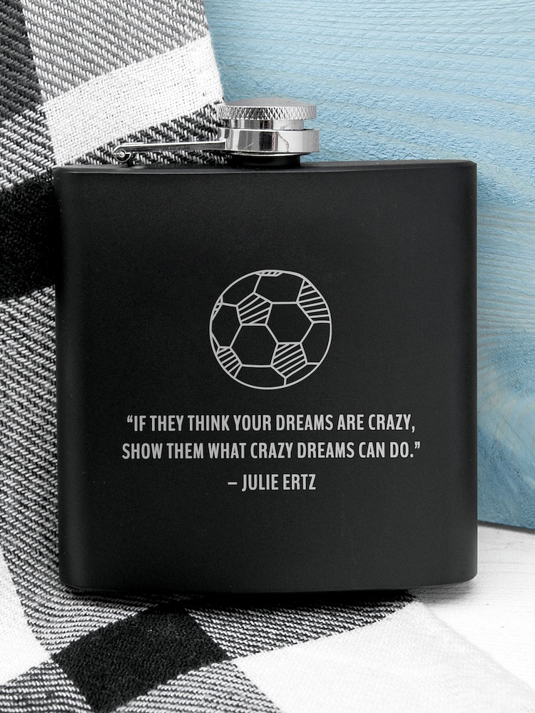 Personalised Football Quote Hip Flask By Treat Republic - Image 1 of 3