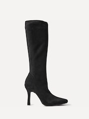 Linzi Black Suede Alexia Stretch High Leg Boots - Image 2 of 5