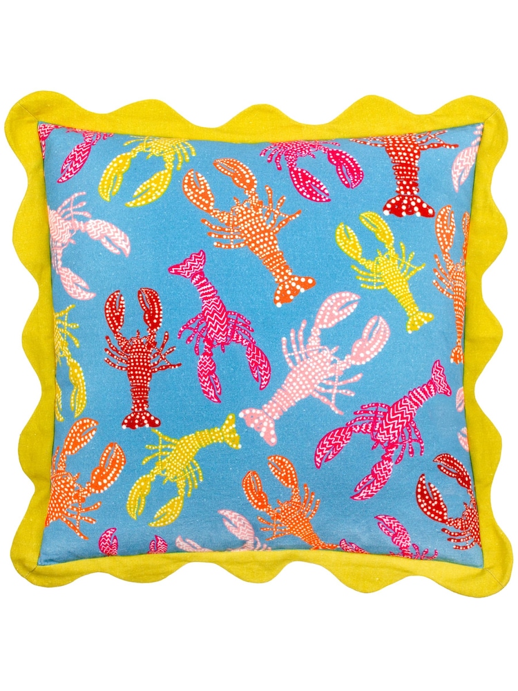Furn Aqua 100% Cotton Crustaceans Scalloped Cushion - Image 1 of 4 Furn Aqua 100% Cotton Crustaceans Scalloped Cushion - Image 1 of 4