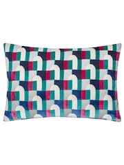 Riva Paoletti Gold Blue Keela Cut Velvet Cushion - Image 1 of 4