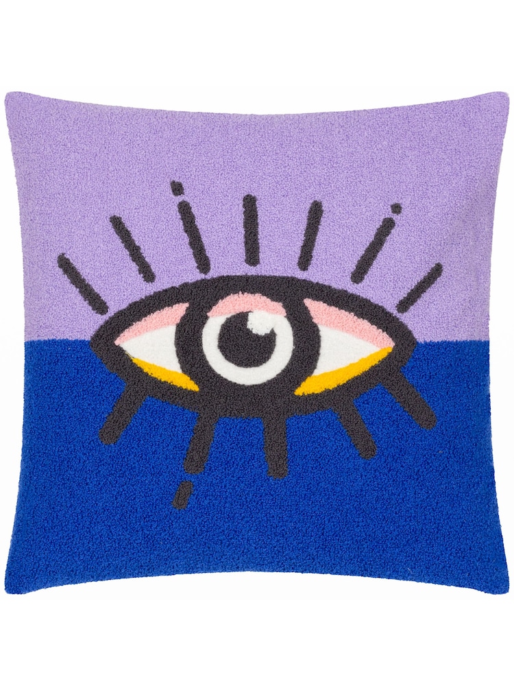 heya home Lilac Blue All Eyes On You Boucle Cushion - Image 2 of 5 heya home Lilac Blue All Eyes On You Boucle Cushion - Image 2 of 5