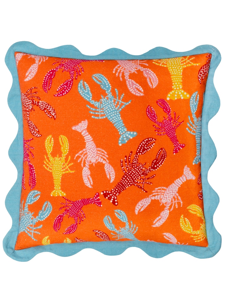 Furn Orangeade 100% Cotton Crustaceans Scalloped Cushion - Image 1 of 4