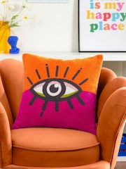 heya home Orange Pink All Eyes On You Boucle Cushion - Image 1 of 5