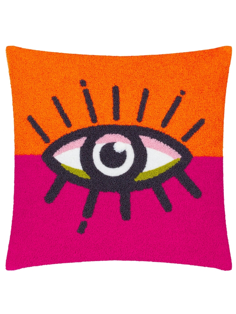heya home Orange Pink All Eyes On You Boucle Cushion - Image 2 of 5