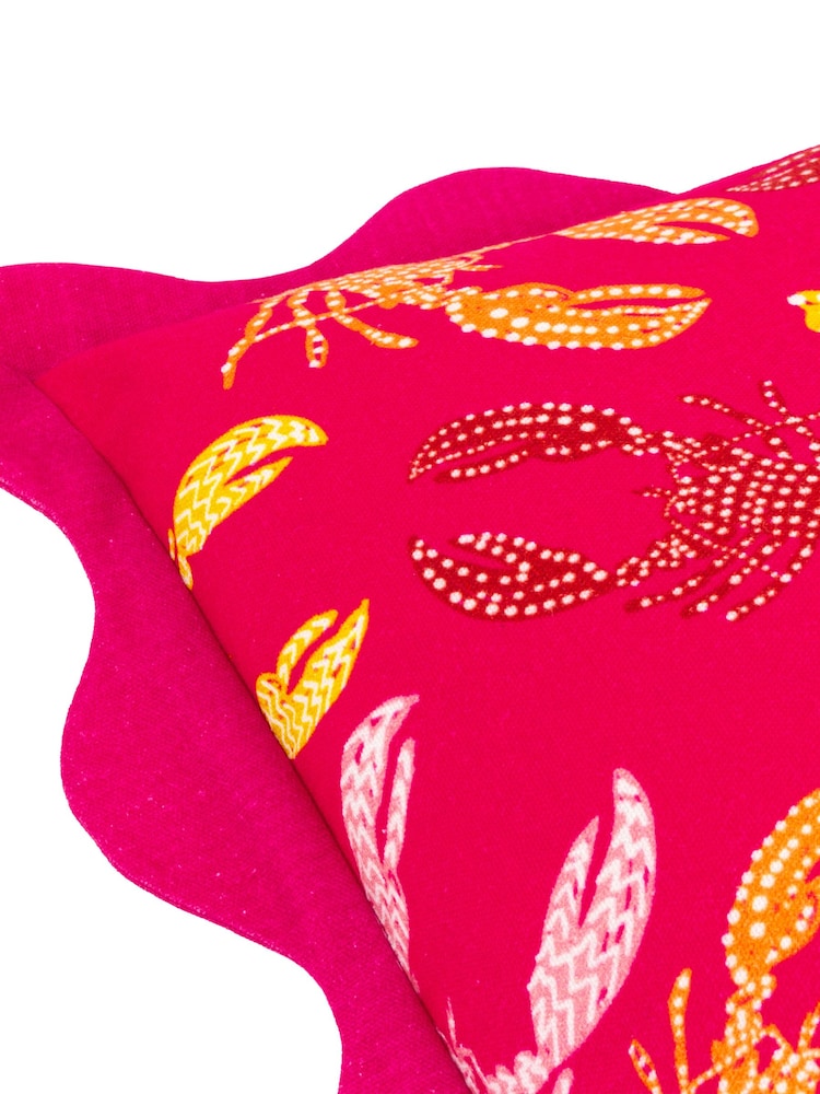 Furn Pink 100% Cotton Crustaceans Scalloped Cushion - Image 4 of 4 Furn Pink 100% Cotton Crustaceans Scalloped Cushion - Image 4 of 4