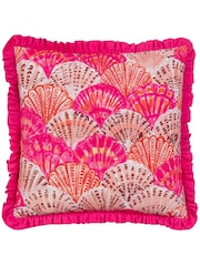 Furn Pink Clam Shells Frilled 100% Cotton Cushion - Image 1 of 4