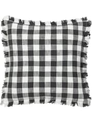 Yard Black Barton Check Yarn Dyed 100% Cotton Cushion - Image 1 of 3
