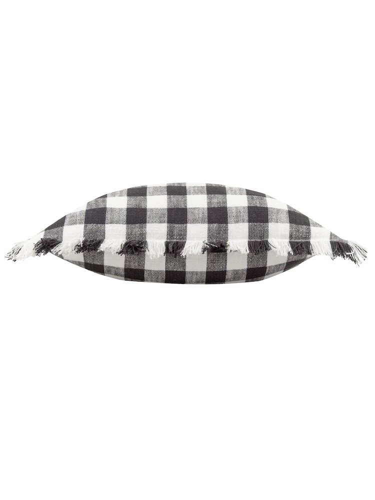 Yard Black Barton Check Yarn Dyed 100% Cotton Cushion - Image 2 of 3