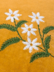 Furn Gold 100% Cotton Daisy Frill Embroidered Velvet Cushion - Image 4 of 4