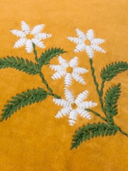 Furn Gold 100% Cotton Daisy Frill Embroidered Velvet Cushion - Image 6 of 6