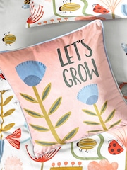 Furn Pink Let's Grow Piped Velvet Cushion - Image 1 of 6