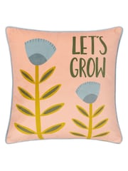 Furn Pink Let's Grow Piped Velvet Cushion - Image 2 of 6