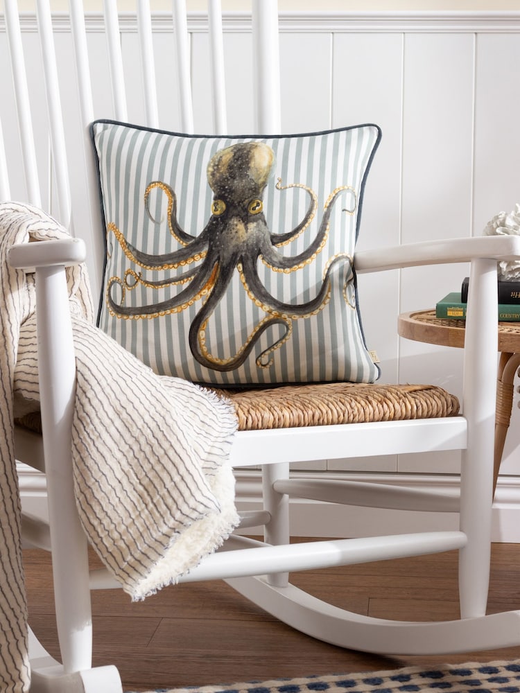 Evans Lichfield Multicolour Salcombe Octopus Piped Cushion - Image 1 of 6