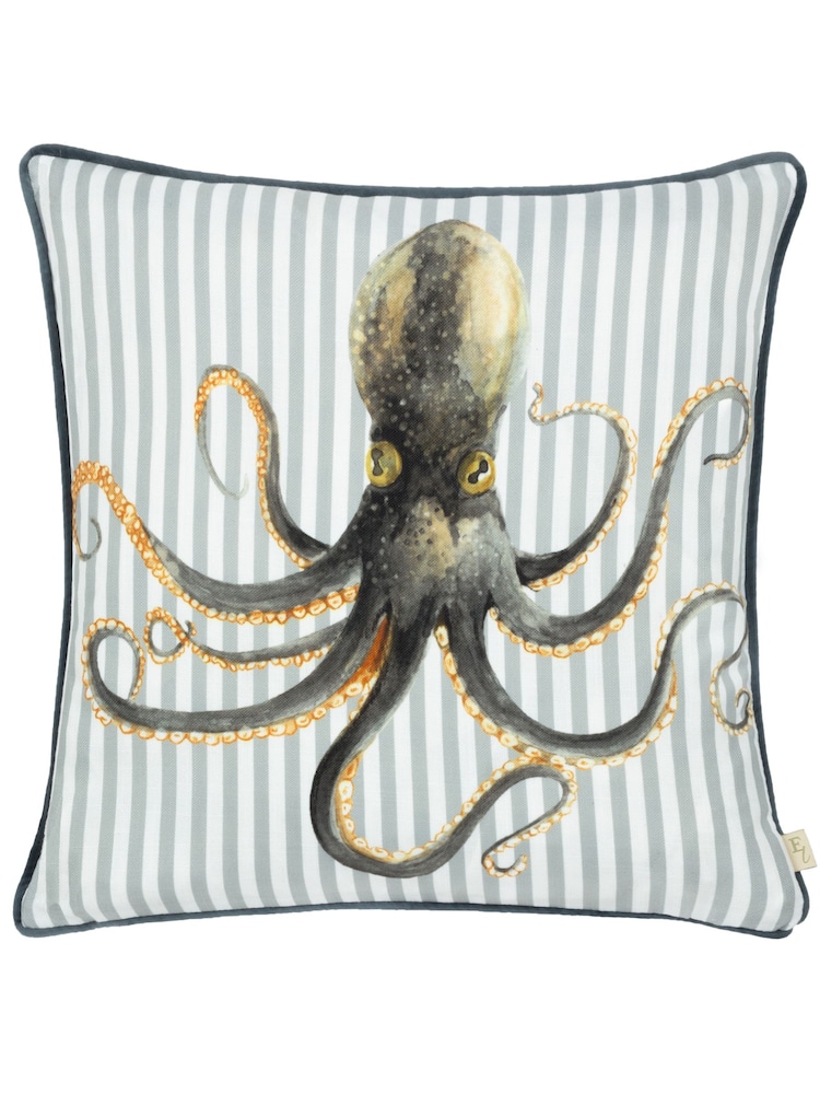 Evans Lichfield Multicolour Salcombe Octopus Piped Cushion - Image 2 of 6