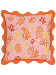 Furn Sandy Pink 100% Cotton Scalloped Cushion - Image 1 of 4