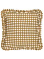 Furn Gold 100% Cotton Maude Gingham Reversible Piped Cushion - Image 3 of 6