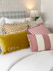 Furn Gold 100% Cotton Maude Gingham Reversible Piped Cushion - Image 6 of 6