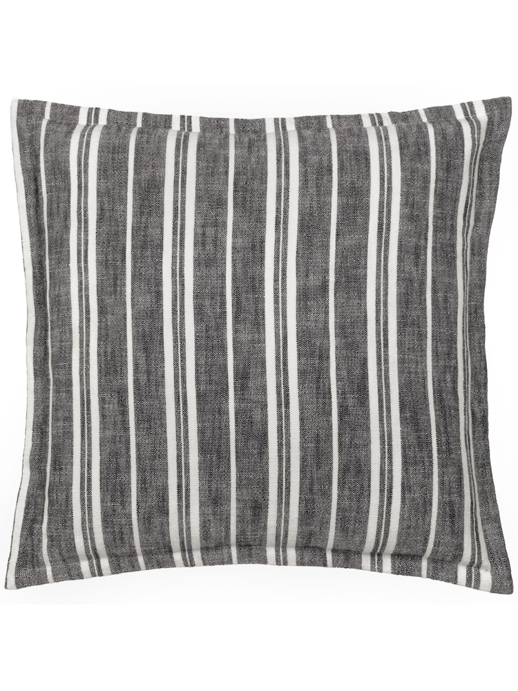 Yard Black Hebble Striped 100% Cotton Cushion - Image 1 of 4
