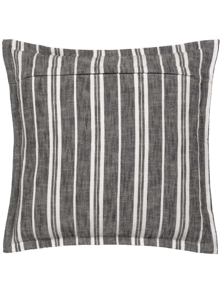 Yard Black Hebble Striped 100% Cotton Cushion - Image 2 of 4