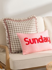 Furn 100% Cotton Maude Gingham Reversible Piped Cushion - Bild 1 von 5