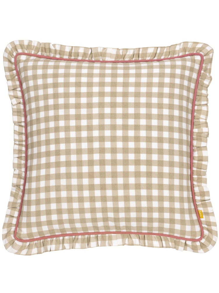 Furn 100% Cotton Maude Gingham Reversible Piped Cushion - Bild 2 von 5