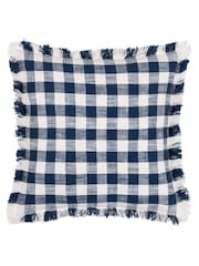 Yard Navy Barton Check Yarn Dyed 100% Cotton Cushion - Image 2 of 5