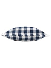 Yard Navy Barton Check Yarn Dyed 100% Cotton Cushion - Image 3 of 5