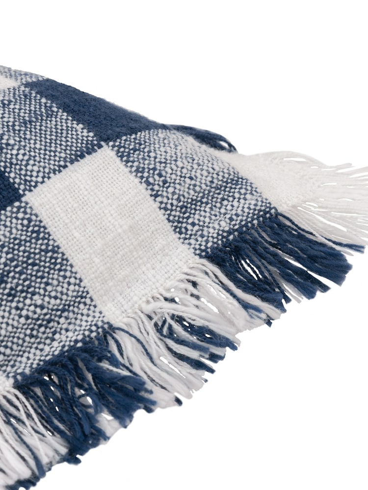 Yard Navy Barton Check Yarn Dyed 100% Cotton Cushion - Image 5 of 5