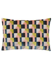 Riva Paoletti Pink Avo Green Keela Cut Velvet Cushion - Image 1 of 4