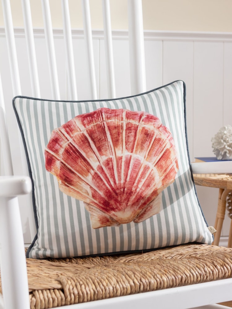Evans Lichfield Multicolour Salcombe Scallop Piped Cushion - Image 1 of 5