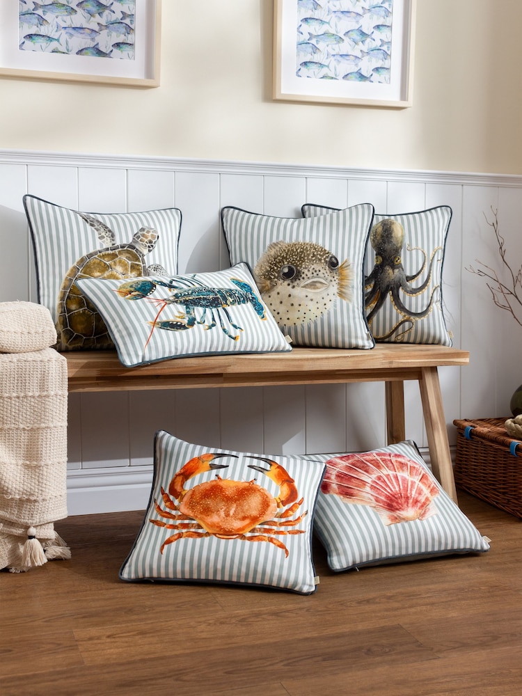 Evans Lichfield Multicolour Salcombe Scallop Piped Cushion - Image 2 of 5