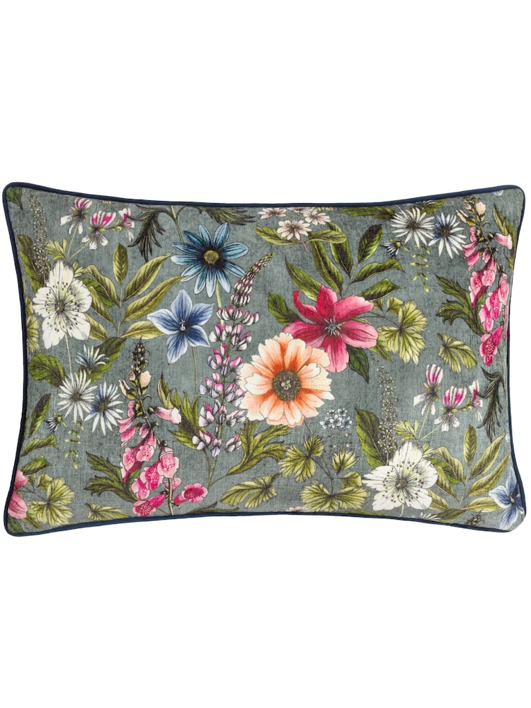 Wylder Nature Petrol Hidcote Manor Evelyn Floral Cushion - Image 1 of 4