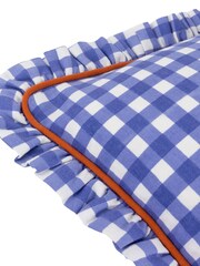 Furn Blue 100% Cotton Maude Gingham Reversible Piped Cushion - Image 4 of 4